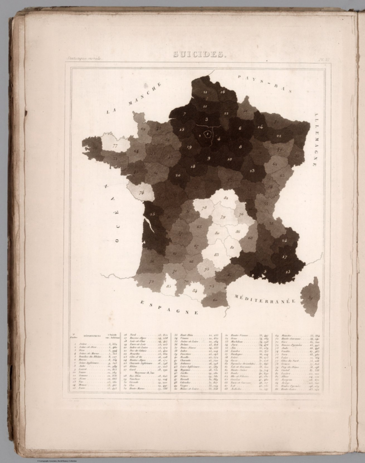 Essai sur la statistique morale de la France, André-Michel Guerry, 1833