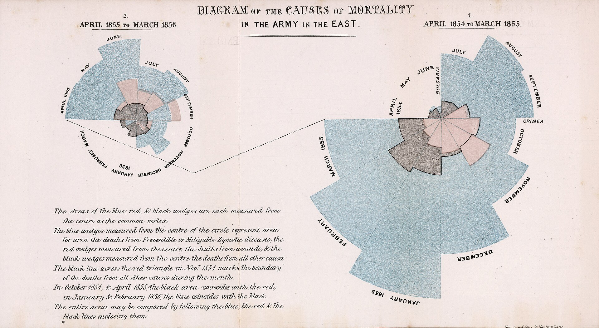 Diagram of the Causes of Mortality in the Army in the East, Florence Nightingale, 1859